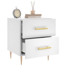 Berkfield Home Modern Bedside Cabinet White 40x35x47.5 cm Engineered Wood - thumbnail 4