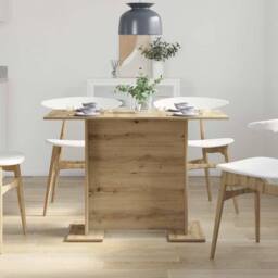 Berkfield Home Dining Table Artisan Oak 110x60x75 cm Engineered Wood in Brown - Size: 110 x 60 x 75 cm - thumbnail 4