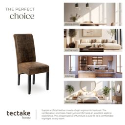 tectake Dining Chair Set Of 2 - Antique Brown in Dark Brown - Size: 2 Pack - thumbnail 7