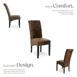 tectake Dining Chair Set Of 2 - Antique Brown in Dark Brown - Size: 2 Pack - thumbnail 3
