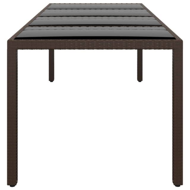 Berkfield Home Garden Table with Glass Top Brown Poly Rattan - image 1