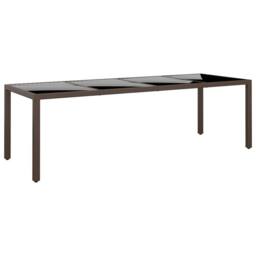 Berkfield Home Garden Table with Glass Top Brown Poly Rattan - thumbnail 2