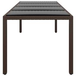 Berkfield Home Garden Table with Glass Top Brown Poly Rattan
