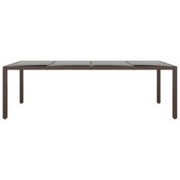 Berkfield Home Garden Table with Glass Top Brown Poly Rattan - thumbnail 3