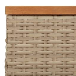 Berkfield Home Garden Table Beige 70x70x25 cm Rattan & Acacia Wood - Size: 70 x 70 x 25 cm - thumbnail 8
