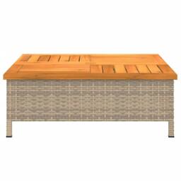 Berkfield Home Garden Table Beige 70x70x25 cm Rattan & Acacia Wood - Size: 70 x 70 x 25 cm - thumbnail 5