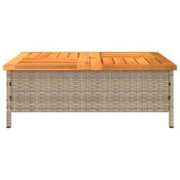 Berkfield Home Garden Table Beige 70x70x25 cm Rattan & Acacia Wood - Size: 70 x 70 x 25 cm - thumbnail 6