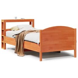 Berkfield Home Bed Frame without Mattress Wax Brown 75x190 cm Small Single Solid Wood Pine - thumbnail 2