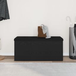 Berkfield Home Storage Bench Black Oak 100x40x45 cm Engineered Wood - Size: 100 x 40 x 45 cm - thumbnail 4