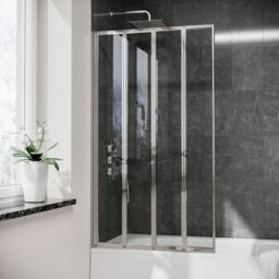 Nes Home 800 x 1400 mm 4 Fold Door Bath Shower Screen Chrome Frame in Metallic Silver - thumbnail 4