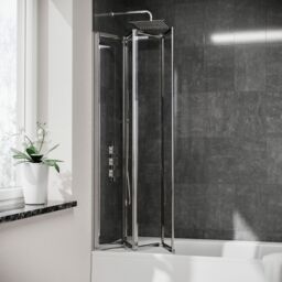 Nes Home 800 x 1400 mm 4 Fold Door Bath Shower Screen Chrome Frame in Metallic Silver - thumbnail 3