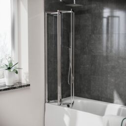 Nes Home 800 x 1400 mm 4 Fold Door Bath Shower Screen Chrome Frame in Metallic Silver - thumbnail 2