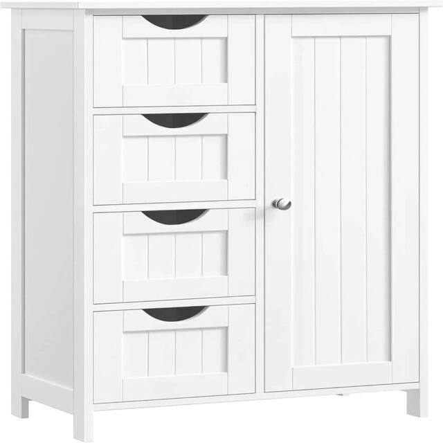 VOGREX 4 Drawer 1 Door White Bathroom Wood Cabinet Storage - image 1