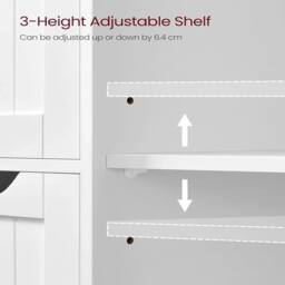 VOGREX 4 Drawer 1 Door White Bathroom Wood Cabinet Storage - thumbnail 2
