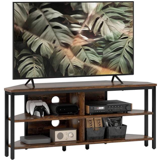 FORGEVIO Rustic Brown Corner TV Storage Cabinet Unit 106x36x45cm in Dark Brown - Size: 106 x 36 x 45 cm - image 1