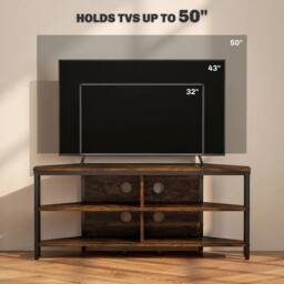 FORGEVIO Rustic Brown Corner TV Storage Cabinet Unit 106x36x45cm in Dark Brown - Size: 106 x 36 x 45 cm - thumbnail 3