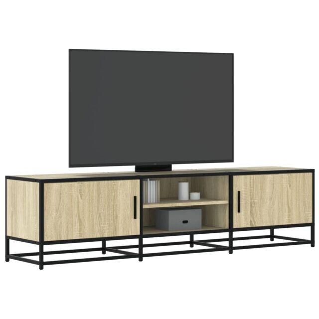 Berkfield Home TV Cabinet Sonoma Oak 160x35x41 cm Engineered Wood & Metal in Brown - Size: 160 x 35 x 41 cm - image 1