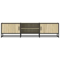 Berkfield Home TV Cabinet Sonoma Oak 160x35x41 cm Engineered Wood & Metal in Brown - Size: 160 x 35 x 41 cm - thumbnail 4