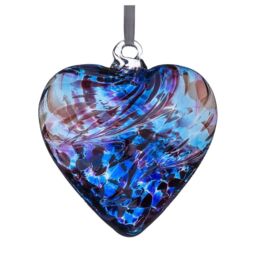 Sienna Glass 8cm Friendship Heart Stay Strong Purple & Blue