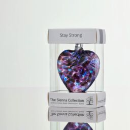 Sienna Glass 8cm Friendship Heart Stay Strong Purple & Blue - thumbnail 4