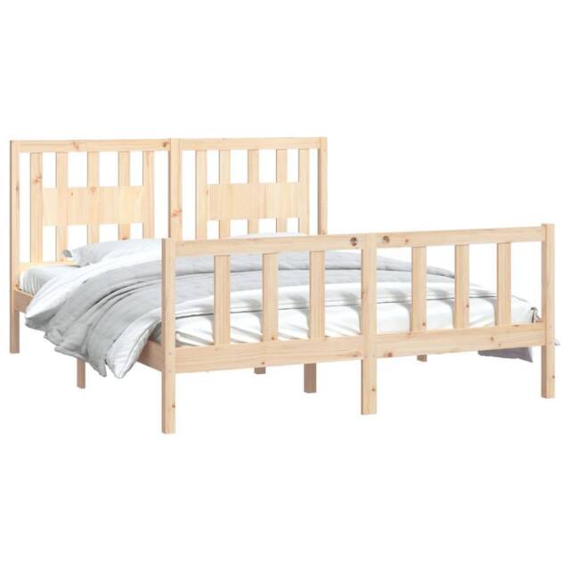 Berkfield Home Beautiful Bed Frame with Headboard Solid Wood Pine 160x200 cm in Light Tan - image 1