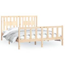 Berkfield Home Beautiful Bed Frame with Headboard Solid Wood Pine 160x200 cm in Light Tan - thumbnail 3
