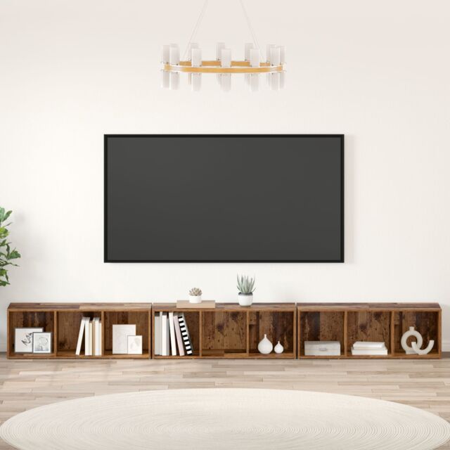 Berkfield Home TV Cabinet 3 pcs Old wood 37 x 35 x 107.5 cm Engineered wood in Brown - image 1