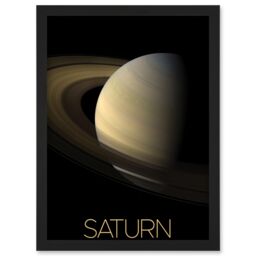 Artery8 NASA Our Solar System Saturn Planet Equinox Cassini Artwork Framed Wall Art Print A4 in Black - thumbnail 1