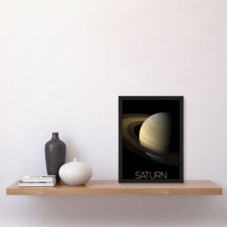 Artery8 NASA Our Solar System Saturn Planet Equinox Cassini Artwork Framed Wall Art Print A4 in Black - thumbnail 2