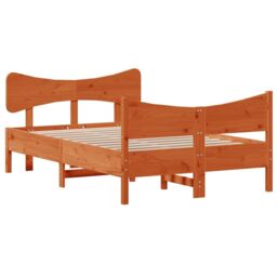 Berkfield Home Bed Frame without Mattress Wax Brown 120x200 cm Solid Wood Pine - Size: Small Double - thumbnail 3