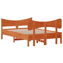 Berkfield Home Bed Frame without Mattress Wax Brown 120x200 cm Solid Wood Pine - Size: Small Double - thumbnail 6