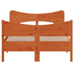 Berkfield Home Bed Frame without Mattress Wax Brown 120x200 cm Solid Wood Pine - Size: Small Double - thumbnail 4