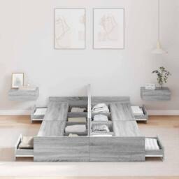Berkfield Home Storage Bed Frame Grey sonoma 120 x 200 cm Melamined Wood - thumbnail 4