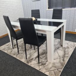 KOSY KOALA Dining Table & 4 Chairs Set White Black Table With 4 Black Chairs Dining Room Furniture - Size: 140 cm x 80 cm - thumbnail 4