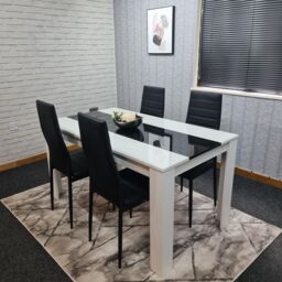 KOSY KOALA Dining Table & 4 Chairs Set White Black Table With 4 Black Chairs Dining Room Furniture - Size: 140 cm x 80 cm - thumbnail 5