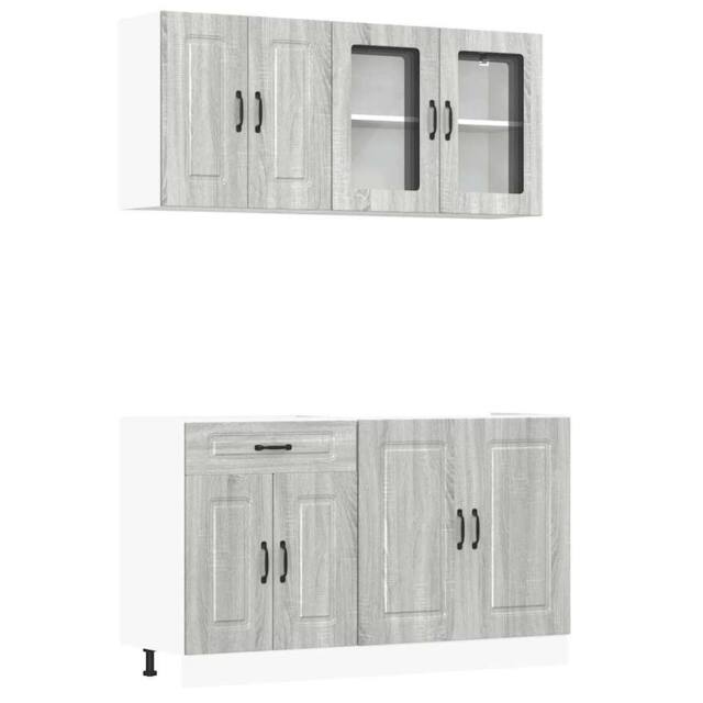 Berkfield Home 4 Piece Kitchen Cabinet Set Kalmar Grey Sonoma Engineered Wood - image 1
