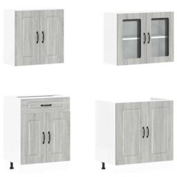 Berkfield Home 4 Piece Kitchen Cabinet Set Kalmar Grey Sonoma Engineered Wood - thumbnail 4