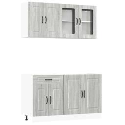 Berkfield Home 4 Piece Kitchen Cabinet Set Kalmar Grey Sonoma Engineered Wood - thumbnail 1