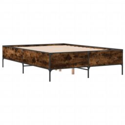 Berkfield Home Bed Frame without Mattress Smoked Oak 140x200 cm in Brown - thumbnail 6