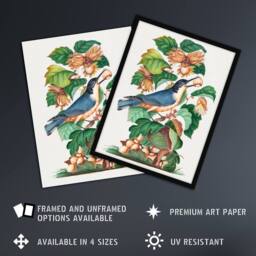 "Artery8 Nuthatch Bird Hazel Oak & Bramble Bolton Wall Art Poster Print - Size: W12"" x H16""" - thumbnail 2