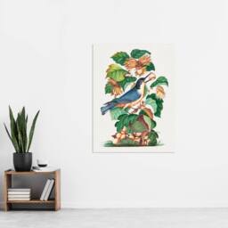 "Artery8 Nuthatch Bird Hazel Oak & Bramble Bolton Wall Art Poster Print - Size: W12"" x H16""" - thumbnail 4