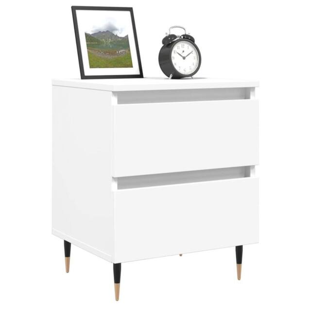 Berkfield Home Elegant Bedside Cabinet White 40x35x50 cm Engineered Wood - Size: 40 x 35 x 50 cm - image 1