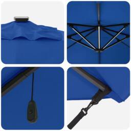 Berkfield Home Warm Cantilever Roma Parasol with LEDs Azure Blue 352x251x265 cm - Size: 352 x 251 x 265 cm - thumbnail 9