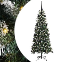 Berkfield Home Elegant Artificial Christmas Tree with 150 LEDs Green 66 x 66 x 150 cm - thumbnail 3