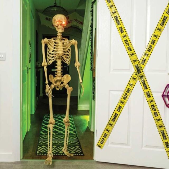 Garden Greatness 5ft Haunted LED Skeleton with Glowing Red Eyes in White - Size: 1 Pack