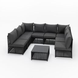 Home Detail Remi 6 Seater Dark Grey Rope Garden Set, With Fire Pit Table - thumbnail 5