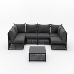 Home Detail Remi 6 Seater Dark Grey Rope Garden Set, With Fire Pit Table - thumbnail 3