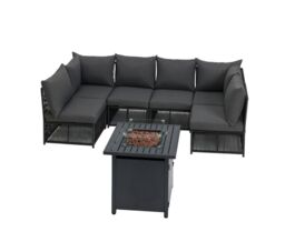 Home Detail Remi 6 Seater Dark Grey Rope Garden Set, With Fire Pit Table - thumbnail 4