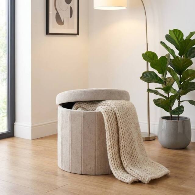 Garden Greatness Natural Fabric Ottoman Storage - image 1