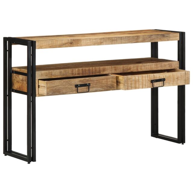 Berkfield Home End Tables Black 120x33x75 cm Solid Mango Wood & Metal in Brown - Size: 120 x 33 x 75 cm - image 1